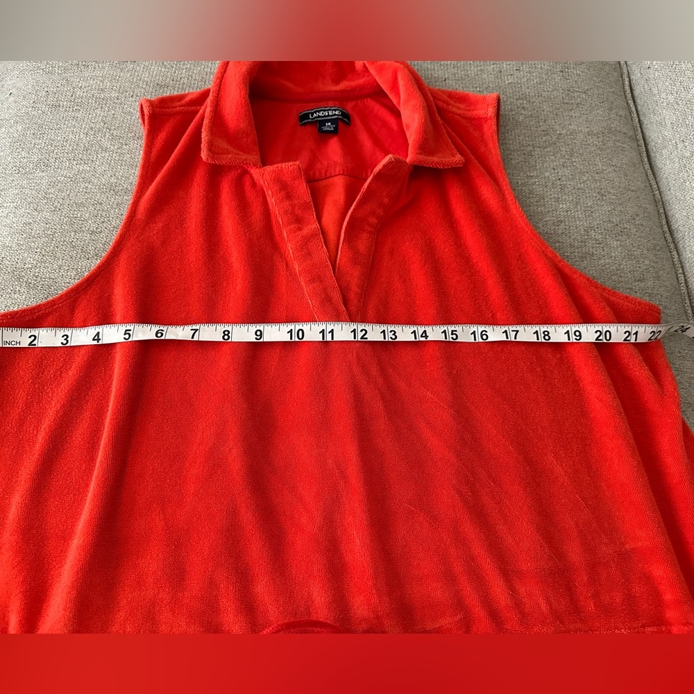 1X Plus Land’s End Bathing Suit Coverup Lounge wear Orange Terry cloth (16-18) - Picture 4 of 6